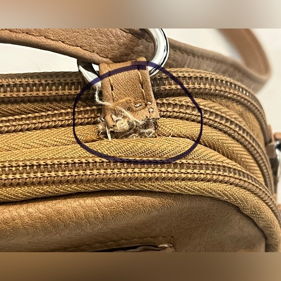 MultiSac Zippy Triple Light Brown Purse Tan Vegan Leather Crossbody Bag - Picture 10 of 16